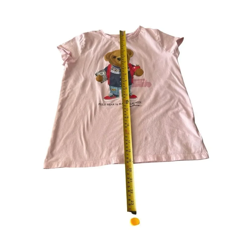 Ralph Lauren Light Pink Kids Tee with Bear Graphic
